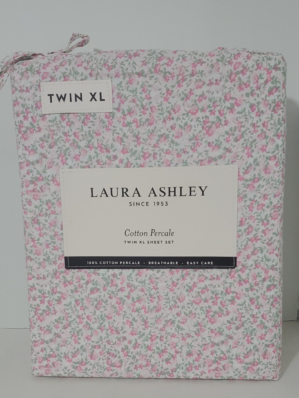 Laura Ashley Twin XL 100% Cotton Percale Pink Ditsy Floral Sheet Set NIP